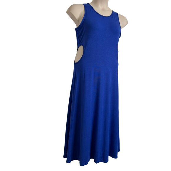 See You Monday Los Angeles Blue Cut Out Midi Dress Sleeveless Size XL Stretchy N - Picture 4 of 11